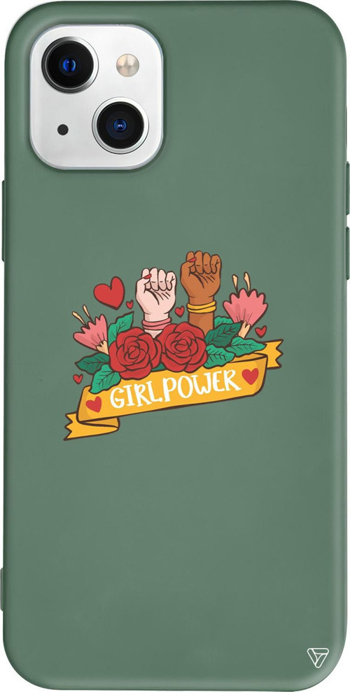 iPhone 15 Uyumlu Yeşil Renkli Silikon Girl Power 2 Girl Boss Koleksiyonu Telefon Kılıfı