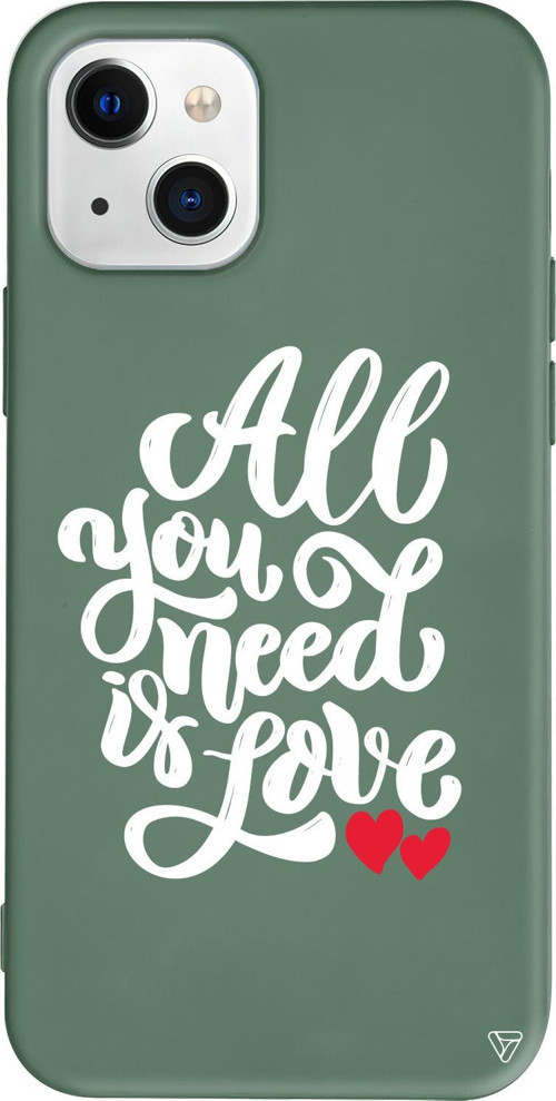 iPhone 15 Uyumlu Yeşil Renkli Silikon Need Love Mottolar Koleksiyonu Telefon Kılıfı
