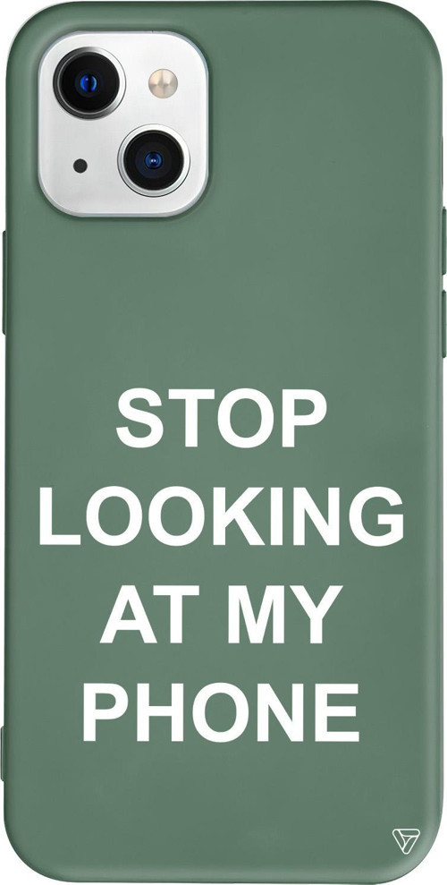 iPhone 15 Uyumlu Yeşil Renkli Silikon Stop Looking Mottolar Koleksiyonu Telefon Kılıfı