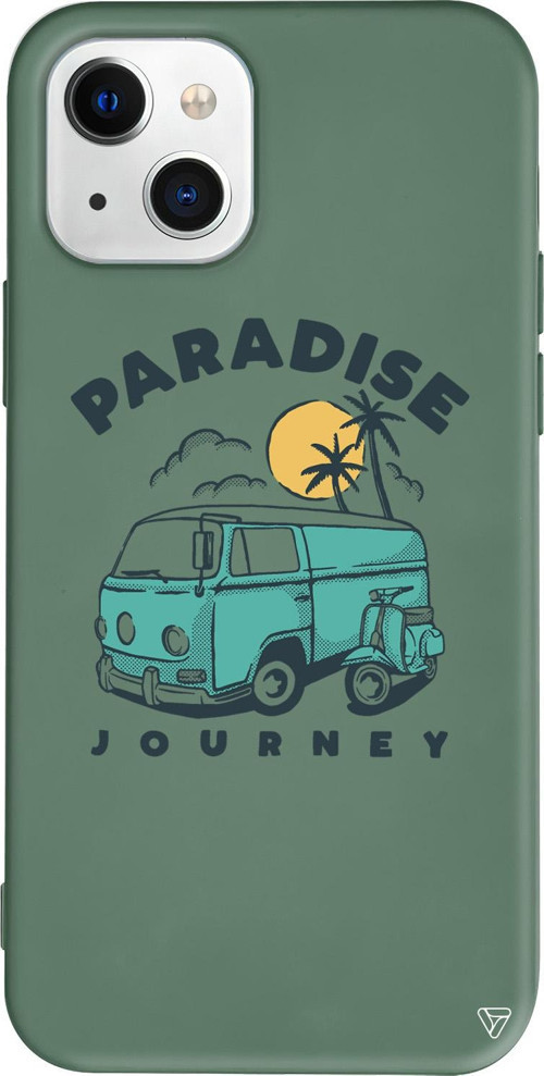 iPhone 15 Uyumlu Yeşil Renkli Silikon Paradise Retro Koleksiyonu Telefon Kılıfı