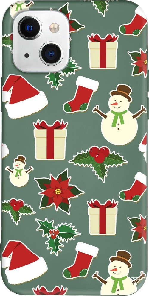 iPhone 15 Uyumlu Yeşil Renkli Silikon Just Xmas Christmas Koleksiyonu Telefon Kılıfı