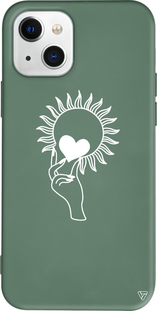 iPhone 15 Uyumlu Yeşil Renkli Silikon Keep Heart Line Art Koleksiyonu Telefon Kılıfı