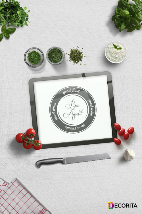Cam Kesme Tahtası - Cam Kesme Tablası | Good Food - Beyaz Fon | 29cm x 34cm
