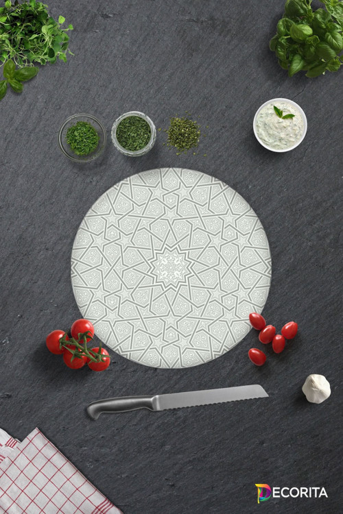Cam Kesme Tahtası - Cam Kesme Tablası | Selçuklu Motifi Desenli | Çap32cm