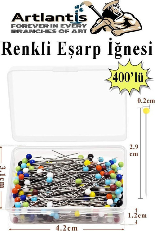 Eşarp İğnesi Renkli 400 lü 1 Paket Türban İğnesi Başörtüsü Toplu İğne Şal Düğün Nikah Nişan Kına Sünnet Takı İğnesi