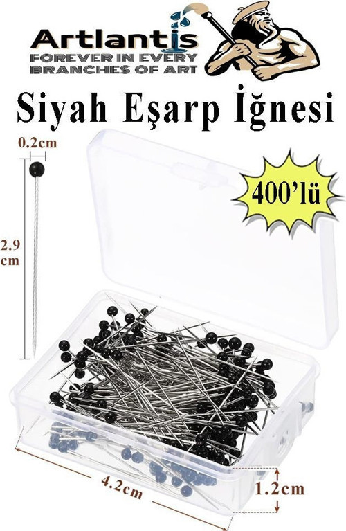 Eşarp İğnesi Siyah 400 lü 1 Paket Türban İğnesi Başörtüsü Toplu İğne Şal Düğün Nikah Nişan Kına Sünnet Takı İğnesi