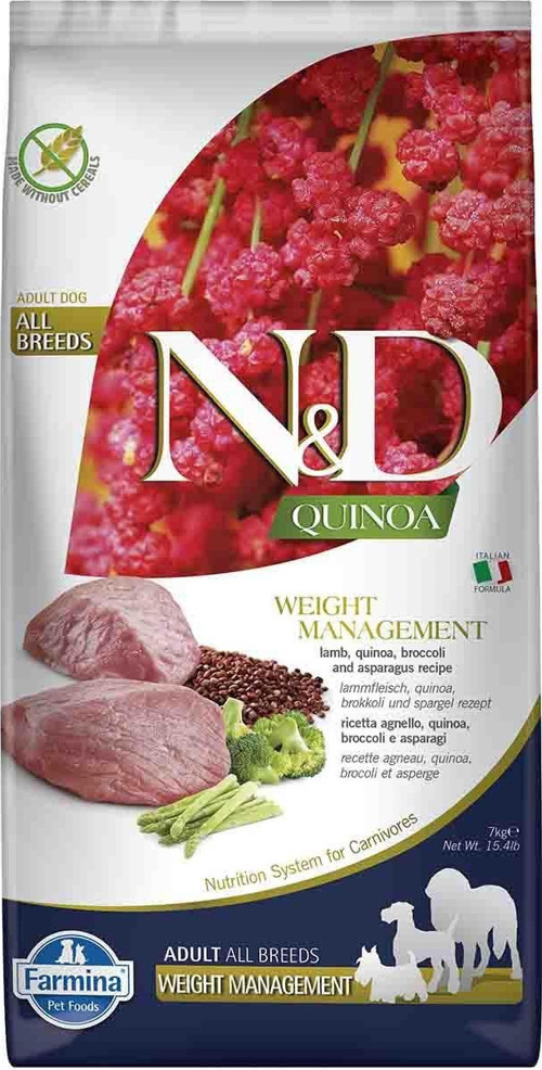 Quinoa Weight Management Kilolu Köpekler için Kuzu Etli Yetişkin Köpek Maması 7 KG