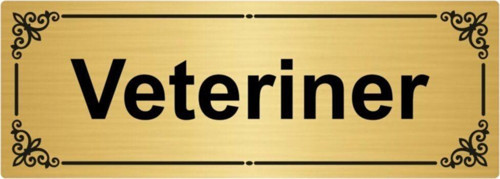 Veteriner 7X20Cm Altın Renk Metal Yönlendirme Levhası