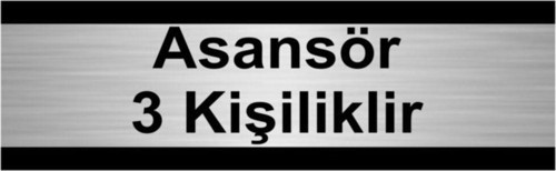 Asansör 3 Kişiliktir 10X20Cm Gümüş Renk Metal Yönlendirme Levhası