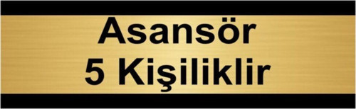 Asansör 5 Kişiliktir 10X20Cm Altın Renk Metal Yönlendirme Levhası