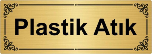 Plastik Atık 7X20Cm Altın Renk Metal Yönlendirme Levhası