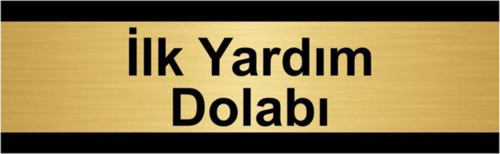 Ilk Yardım Dolabı 10X20Cm Altın Renk Metal Yönlendirme Levhası