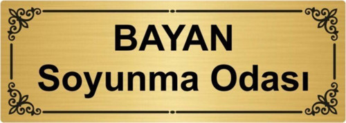 Bayan Soyunma Odası 7X20Cm Altın Renk Metal Yönlendirme Levhası