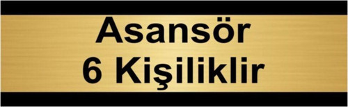 Asansör 6 Kişiliktir 5X20Cm Altın Renk Metal Yönlendirme Levhası