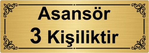 Asansör 3 Kişiliktir 7X20Cm Altın Renk Metal Yönlendirme Levhası