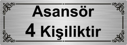 Asansör 4 Kişiliktir 7X20Cm Gümüş Renk Metal Yönlendirme Levhası