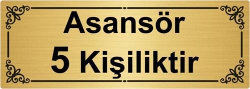 Asansör 5 Kişiliktir 7X20Cm Altın Renk Metal Yönlendirme Levhası