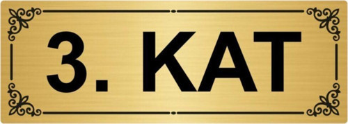 3.Kat 7X20Cm Altın Renk Metal Yönlendirme Levhası