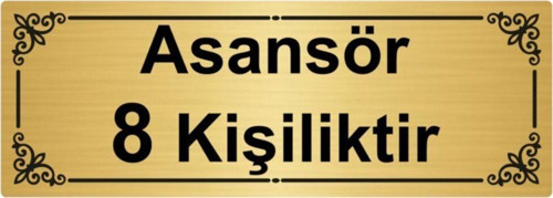Asansör 8 Kişiliktir 7X20Cm Altın Renk Metal Yönlendirme Levhası