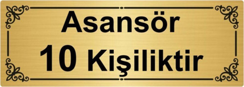 Asansör 10 Kişiliktir 7X20Cm Altın Renk Metal Yönlendirme Levhası
