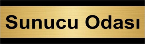 Sunucu Odası 10X20Cm Altın Renk Metal Yönlendirme Levhası