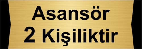 Asansör 2 Kişiliktir 10X20Cm Altın Renk Metal Yönlendirme Levhası