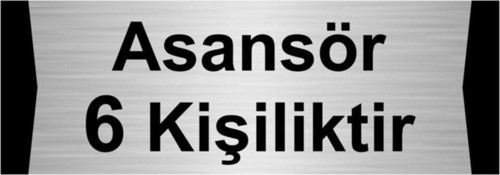 Asansör 6 Kişiliktir 10X20Cm Gümüş Renk Metal Yönlendirme Levhası