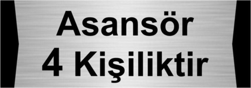 Asansör 4 Kişiliktir 5X20Cm Gümüş Renk Metal Yönlendirme Levhası