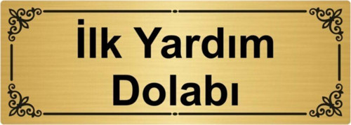 Ilk Yardım Dolabı 7X20Cm Altın Renk Metal Yönlendirme Levhası