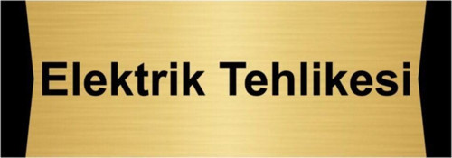 Elektrik Tehlikesi 7X20Cm Altın Renk Metal Yönlendirme Levhası