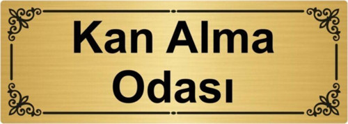 Kan Alma Odası 7X20Cm Altın Renk Metal Yönlendirme Levhası