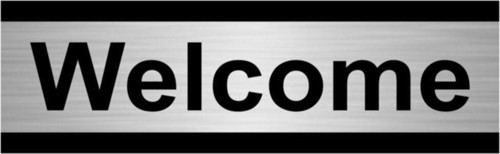 Welcome 7X20Cm Gümüş Renk Metal Yönlendirme Levhası