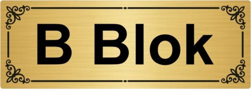 B Blok 7X20Cm Altın Renk Metal Yönlendirme Levhası