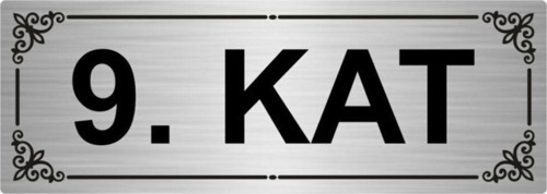 9.Kat 7X20Cm Gümüş Renk Metal Yönlendirme Levhası