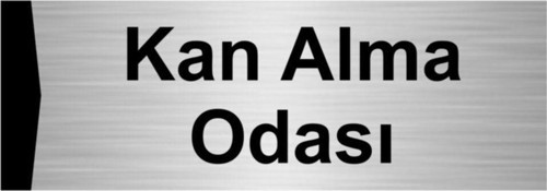 Kan Alma Odası 5X20Cm Gümüş Renk Metal Yönlendirme Levhası