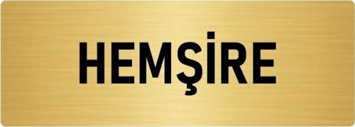 Metal Yönlendirme Levhası, Departman Kapı Isimliği Hemşire 7X20 Cm Altın Renk