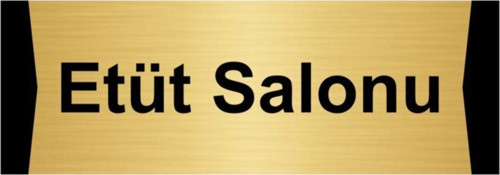Etüt Salonu 7X20Cm Altın Renk Metal Yönlendirme Levhası