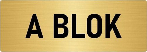 Metal Yönlendirme Levhası, Departman Kapı Isimliği A Blok 7X20 Cm Altın Renk