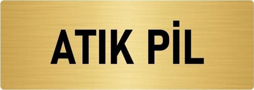 Metal Yönlendirme Levhası, Departman Kapı Isimliği Atık Pil 10X20 Cm Altın Renk