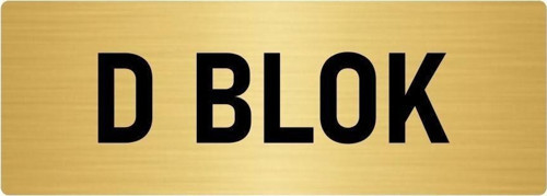 Metal Yönlendirme Levhası, Departman Kapı Isimliği D Blok 7X20 Cm Altın Renk