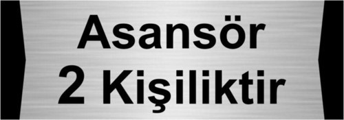 Asansör 2 Kişiliktir 7X20Cm Gümüş Renk Metal Yönlendirme Levhası