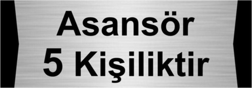 Asansör 5 Kişiliktir 7X20Cm Gümüş Renk Metal Yönlendirme Levhası