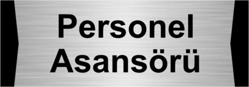 Personel Asansörü 7X20Cm Gümüş Renk Metal Yönlendirme Levhası