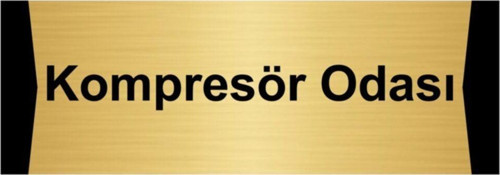 Kompresör Odası 7X20Cm Altın Renk Metal Yönlendirme Levhası