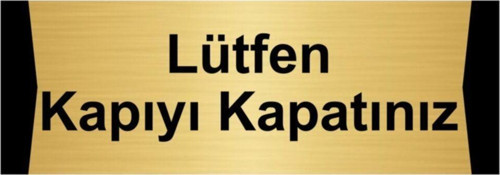Lütfen Kapıyı Kapatınız 7X20Cm Altın Renk Metal Yönlendirme Levhası