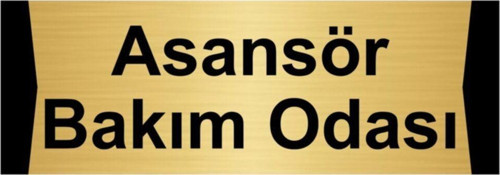 Asansör Bakım Odası 7X20Cm Altın Renk Metal Yönlendirme Levhası
