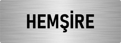 Metal Yönlendirme Levhası, Departman Kapı Isimliği Hemşire 5X20 Cm Gümüş Renk
