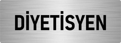 Metal Yönlendirme Levhası, Departman Kapı Isimliği Diyetisyen 10X20 Cm Gümüş Renk
