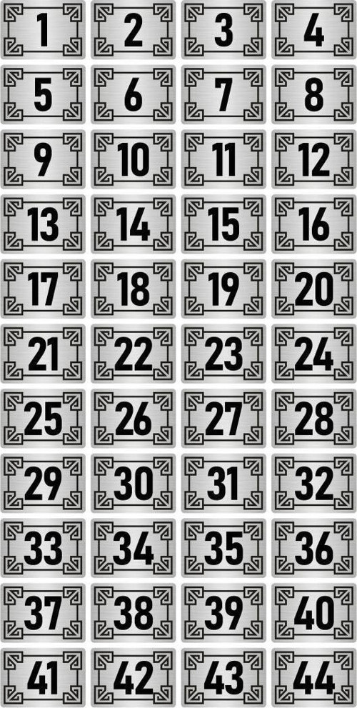 Metal Kapı Masa Dolap Numara Levhası 10X15Cm Gümüş Renk 44 Adet (1…44)