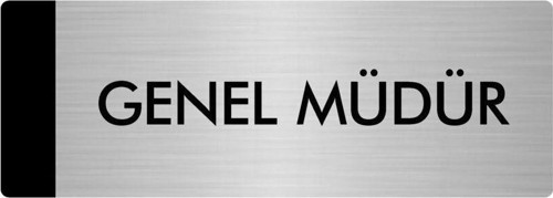 Metal Yönlendirme Levhası, Departman Kapı Isimliği Genel Müdür 5X20 Cm Gümüş Renk